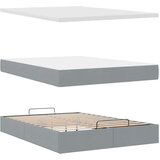 vidaXL Otomanski posteljni okvir z vzmetnico siv 140x200 cm blago | Shoptok.si