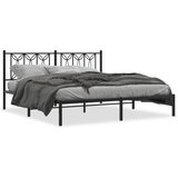 Maison Chic Kovinski Posteljni Okvir - Dvoposteljna postelja z vzglavjem črn 180x200 cm, (22080384) | Shoptok.si