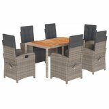  The Living Store Vrtna jedilna garnitura 7-delna z blazinami siv poli ratan - Vrtna Jedilna Garnitura, (21451191) | Shoptok.si