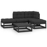 The Living Store Vrtna sedežna garnitura 5-delna z blazinami trdna borovina - Vrtna Sedežna Garnitura, (21421870) | Shoptok.si
