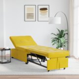 vidaXL kavč postelja 3-v-1 izvlečna zasnova rumen žamet | Shoptok.si
