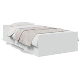 vidaXL Posteljni okvir s predali bel 100x200 cm inženirski les Cene
