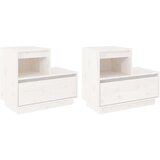 Furnova Nočna omarica 2 kosa bela 60x34x51 cm trdna borovina, (21927669) | Shoptok.si