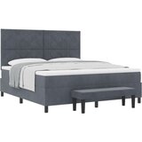 Box Spring krevet s madracem i klupom tamno siva 180x200 cm od baršuna | shoptok.hr