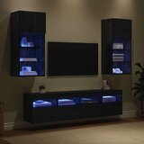 TV zidne jedinice s LED-om 5 pcs Crni hrast 40,5 x 30 x 90 cm | shoptok.hr