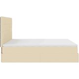 vidaXL Otomanski posteljni okvir z vzmetnicami krem 200x200 cm blago | Shoptok.si