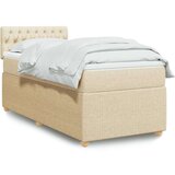 vidaXL Box spring postelja z vzmetnico krem 100x200 cm blago, (21291888) | Shoptok.si