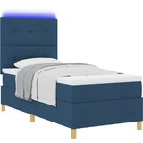 vidaXL LED Box Spring Krevet s madracem Plava 100 x 200 cm tkanina - Plava 100 x 200 cm S gumbima | shoptok.hr