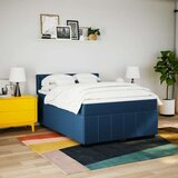 vidaXL Box spring postelja z vzmetnico modra 160x200 cm blago, (21307160) | Shoptok.si