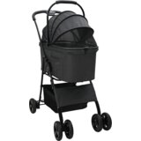 vidaXL Sklopiva kolica za kućne ljubimce Podesiva Crna 81 x 47 x 99 cm | shoptok.hr