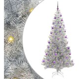 vidaXL Božićno drvce s 300 LED svjetlima s stalakom Srebrno 210 cm PET | shoptok.hr