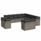  The Living Store Vrtna sedežna garnitura 13-delna z blazinami siv poli ratan - Vrtna Sedežna Garniture, (21451100) | Shoptok.si