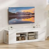  TV stalak 140 cm TV ormarić 6 pretinaca 2 staklene police iverica bijela | shoptok.hr