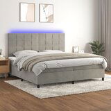 The Living Store Box spring postelja z vzmetnico LED svetlo siva 200x200cm žamet - Box Spring Postelja, (21493407) | Shoptok.si