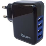 X Wave H44 USB brzi ZIDNI punjač za mobilne, tablete, 4xUSB-4A/3,1A/2,1A/1A crni