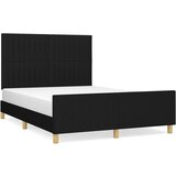  The Living Store Posteljni okvir z vzglavjem črn 140x190 cm blago - Posteljni Okvir Z Vzglavjem, (21455838) | Shoptok.si