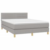  Krevet box spring s madracem svjetlosivi 140x200 cm od tkanine Slike