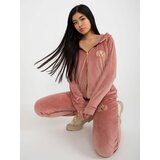 Fashion Hunters Dusty pink women's velour set with patches Cene