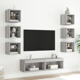  8-dijelni zidni TV elementi s LED svjetlima boja sivog hrasta | shoptok.hr