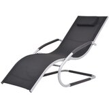  Ležaljka za sunčanje s jastukom od aluminija i tekstilena crna | shoptok.hr