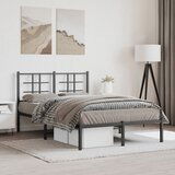 Maison Chic Kovinski Posteljni okvir - Dvoposteljna postelja - Zakonska postelja z vzglavjem črn 120x190 cm, (21692753) | Shoptok.si