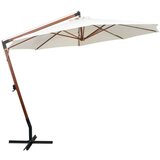  Viseći Suncobran 350 cm s Drvenom Šipkom Bijeli | shoptok.hr
