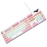 INF Žična mehanska tipkovnica mavrična osvetlitev modro stikalo 104 tipke White+Pink, (5000128729) Cene