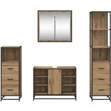 vidaXL Komplet pohištva za kopalnico s predalom 4 pcs artisan hrast | Shoptok.si