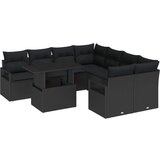vidaXL Vrtna sedežna garnitura z blazino 9 pcs Črna poli ratan, (5000134083) | Shoptok.si