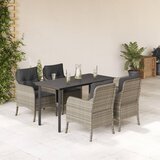  5-dijelni vrtni blagovaonski set od poliratana s jastucima sivi Siva Dužina stola 140 cm | shoptok.hr