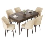Hanah home Set Trpezarijski sto i 6 stolica Nef, Krem-smeđa | Eponuda.ba