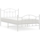 Maison Chic Kovinski Posteljni okvir - Enojna postelja - Postelja za odrasle z vzglavjem in vznožjem bel 100x200 cm, (21696626) | Shoptok.si