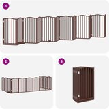 vidaXL Ograda za pse z vrati zložljiva 12 panelov rjava 600 cm les | Shoptok.si