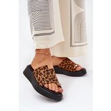 Boto Women's Platform Sandals With Low Wedge And Decorative Detail Leopard Print Brown Saqesse | Shoptok.si