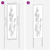 vidaXL Privatnost u vrtu Cvjetni Srebrno 32 x 140 cm Pocinčani čelik | shoptok.hr