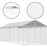 vidaXL Zunanja pasja ograda s streho srebrna 3x9x2,5 m pocinkano jeklo - - Srebrna - 92.25 - 3 x 9 x 2.5 m - 2025- | Shoptok.si