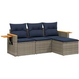  4-dijelni set vrtnih sofa od poliratana s jastucima sivi | shoptok.hr