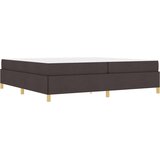  Postelja z vzmetnico Temno rjava in bela 200 x 200 cm blago | Shoptok.si