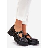 Boto Lacquered Women's Loafers With Buckle On Platform And Flat Heel Black Venda | Shoptok.si