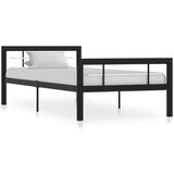 vidaXL posteljni okvir črn in bel kovinski 100x200 cm | Shoptok.si