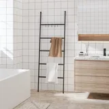 Ljestve za vješalicu za ručnike s 5 razina crne 58x175 cm željezne