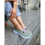 Resti Khaki women's fabric moccasins with crystals Fezens | Shoptok.si