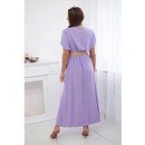 Kesi Włoski Long dress with a decorative belt light purple | Shoptok.si
