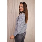 Kesi High-neckline sweater with a diamond pattern in gray color | shoptok.hr