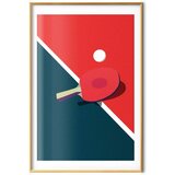  Plakat - Table Tennis - Ball and Racket on a Table 21x30 Zlatni okvir s margom | shoptok.hr