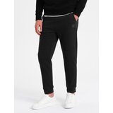 Ombre Men's sweatpants with stitching on the legs - black Cene