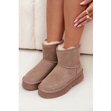 Boto Women's Snow Boots Made of Natural Suede on Platform Beige Privine Cene