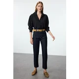 Trendyol Dark Blue High Waist Straight Jeans