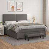 Maison Chic Box spring postelja - Vzmetna postelja z vzmetnico siva 180x200 cm umetno usnje SL21207, (21893118) | Shoptok.si