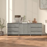  3-dijelna komoda boja sivog hrasta sonome od konstruiranog drva | shoptok.hr